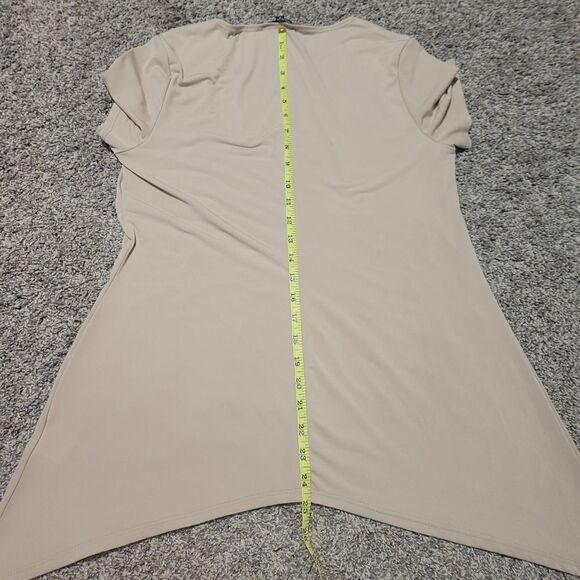 Slinky Brand Beige Tunic Top Women’s Small – Stretch Scoop Neck Office Basic - Picture 9 of 14